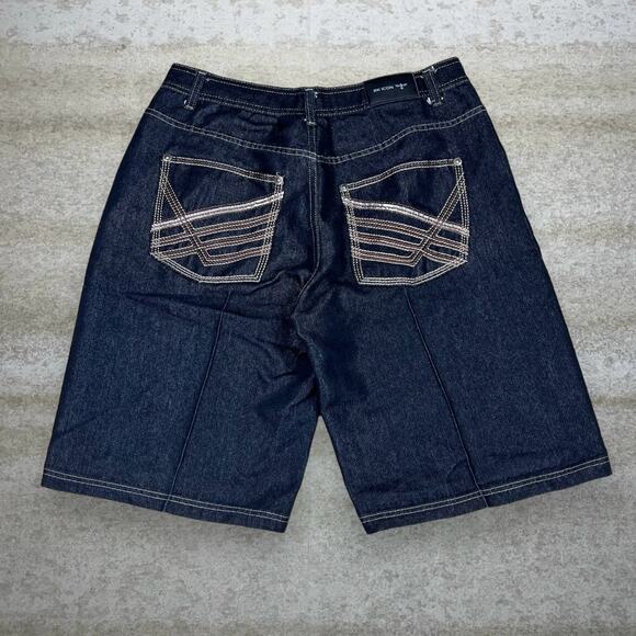 Vintage Skater Wide Leg Jean Shorts RK Icon Black Baggy 12" Inseam Jorts Y2K